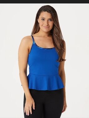 G.I.L.I. Vibrant Blue Peplum Athletic Cami EUC Size XS